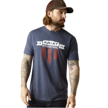 Ariat Men's USA Banner Shield T-Shirt - Navy Heather