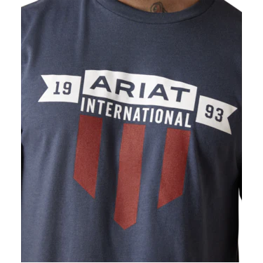 Ariat Men's USA Banner Shield T-Shirt - Navy Heather - Image 3