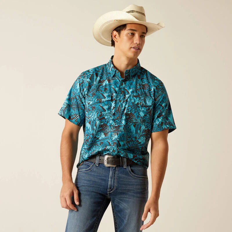 Ariat Men's VentTEK Fitted Short Sleeve Western Shirt - Black