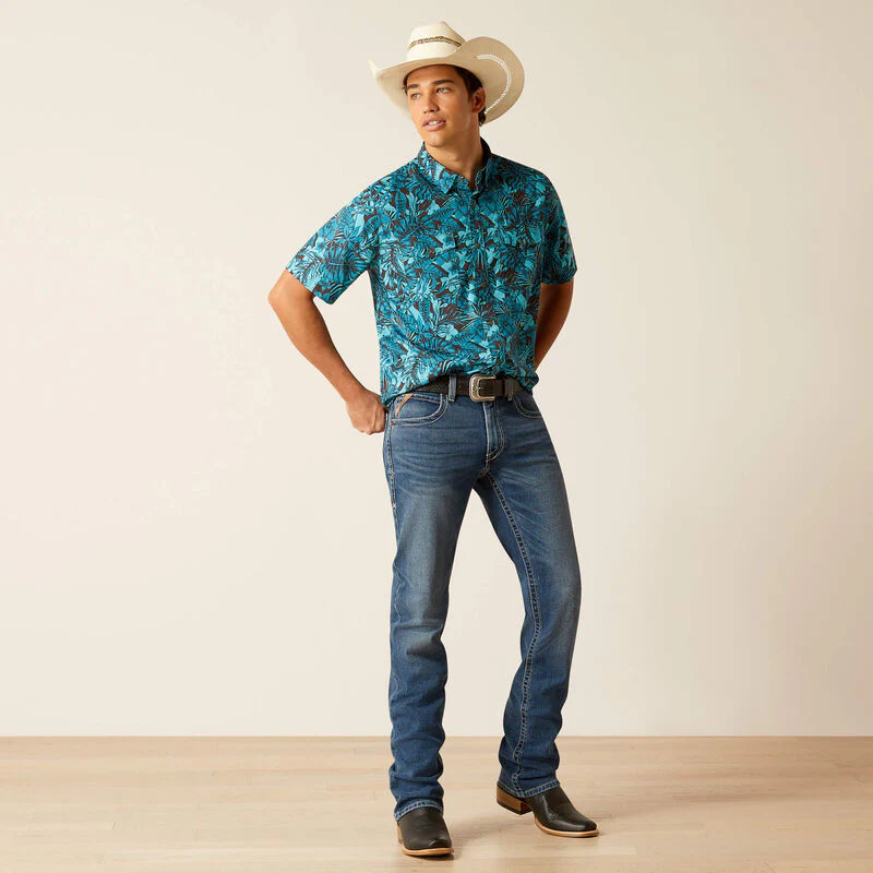 Ariat Men's VentTEK Fitted Short Sleeve Western Shirt - Black - Image 3