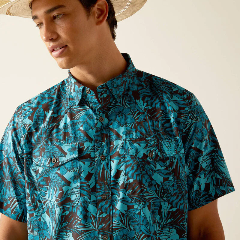 Ariat Men's VentTEK Fitted Short Sleeve Western Shirt - Black - Image 6