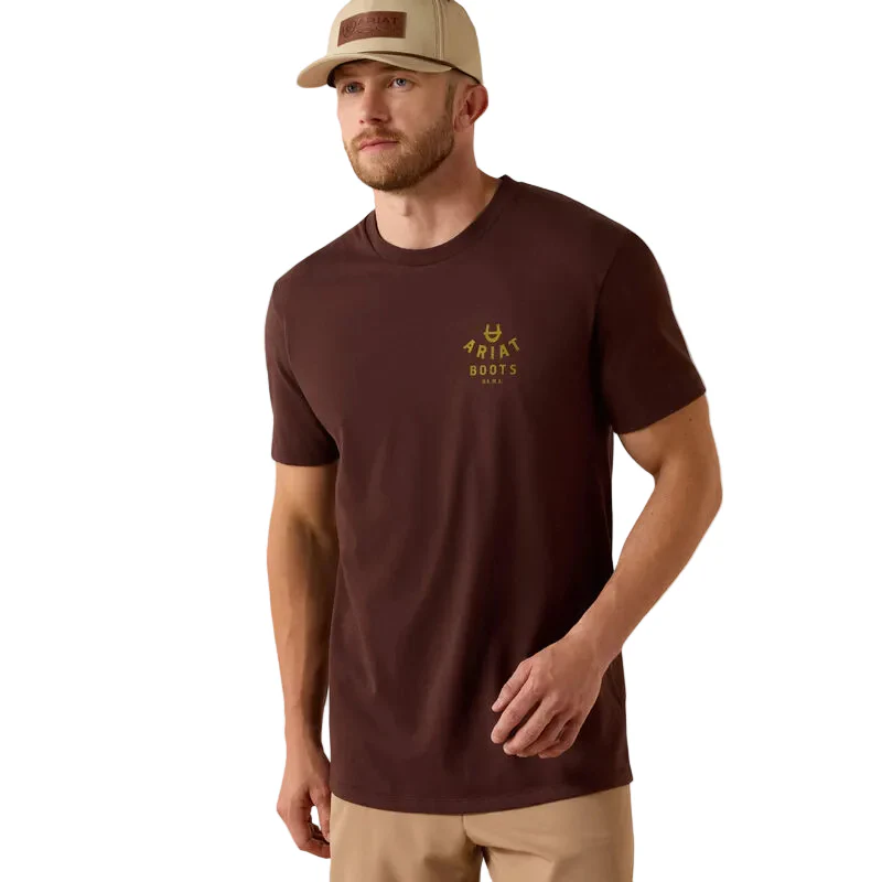 Ariat Men's Western Ropes Short Sleeve Tee Shirt - Puce - Image 2
