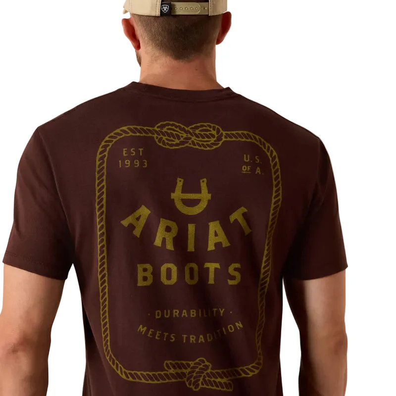 Ariat Men's Western Ropes Short Sleeve Tee Shirt - Puce - Image 3