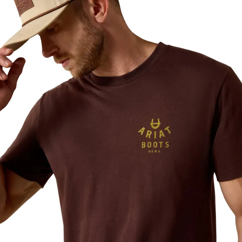 Ariat Men's Western Ropes Short Sleeve Tee Shirt - Puce - Image 4