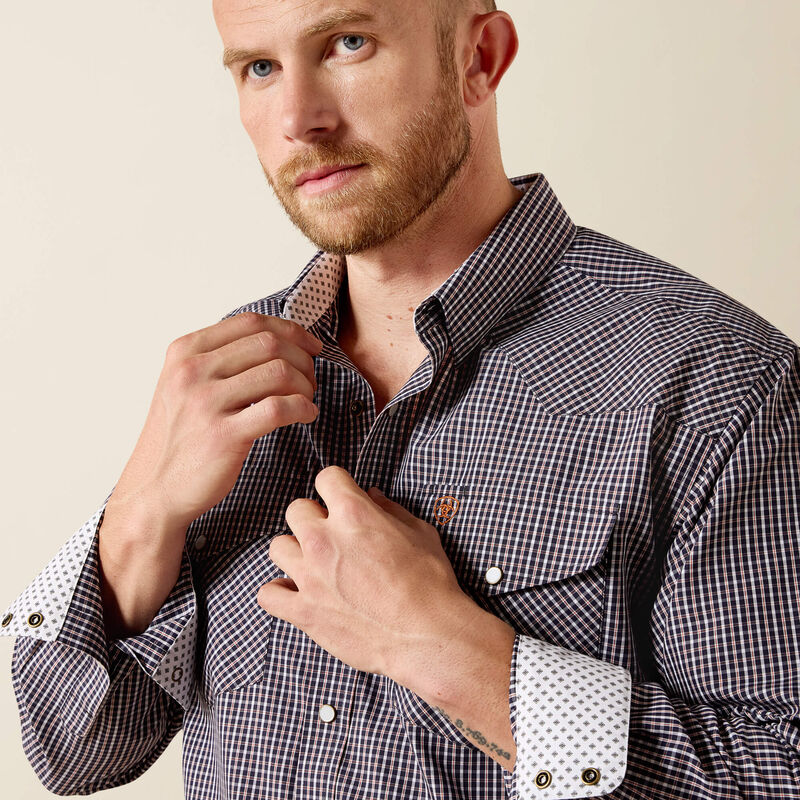 Ariat Men's WF Adonis Classic Fit Long Sleeve Snap Shirt - Navy Plaid - Image 3