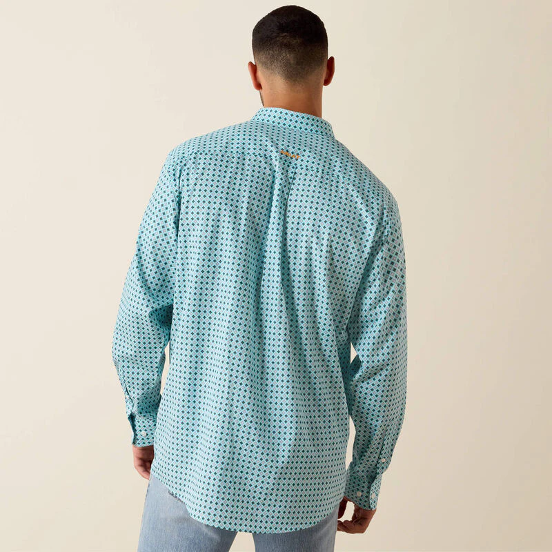Ariat Men's WF Andy Geo Print Long Sleeve Shirt - Angel Blue - Image 2