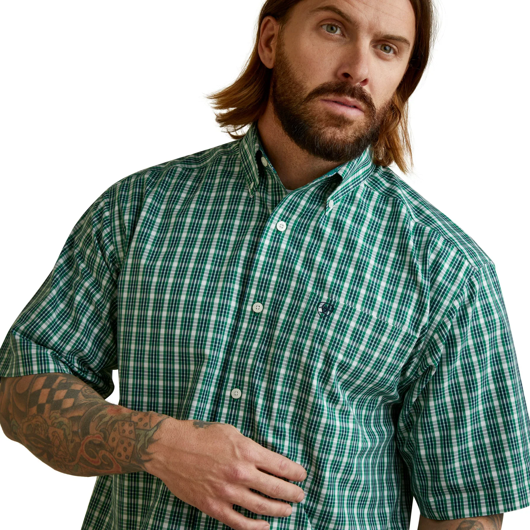 Ariat Men's WF Finan Classic SS Shirt Green *FINAL SALE* - Image 3