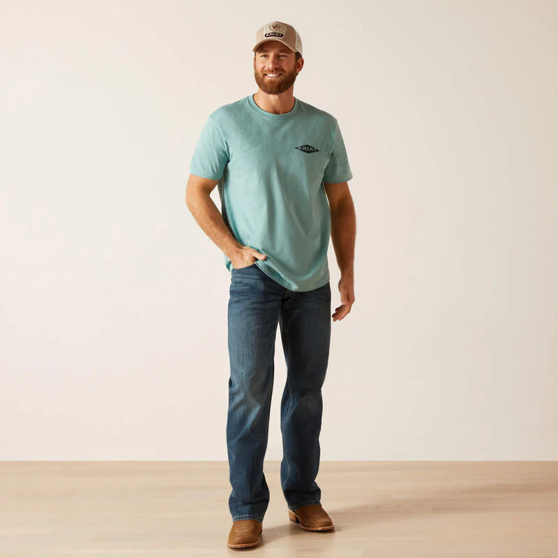 Ariat Men's Work Diamond T-Shirt - Oil Blue Heather - Image 3
