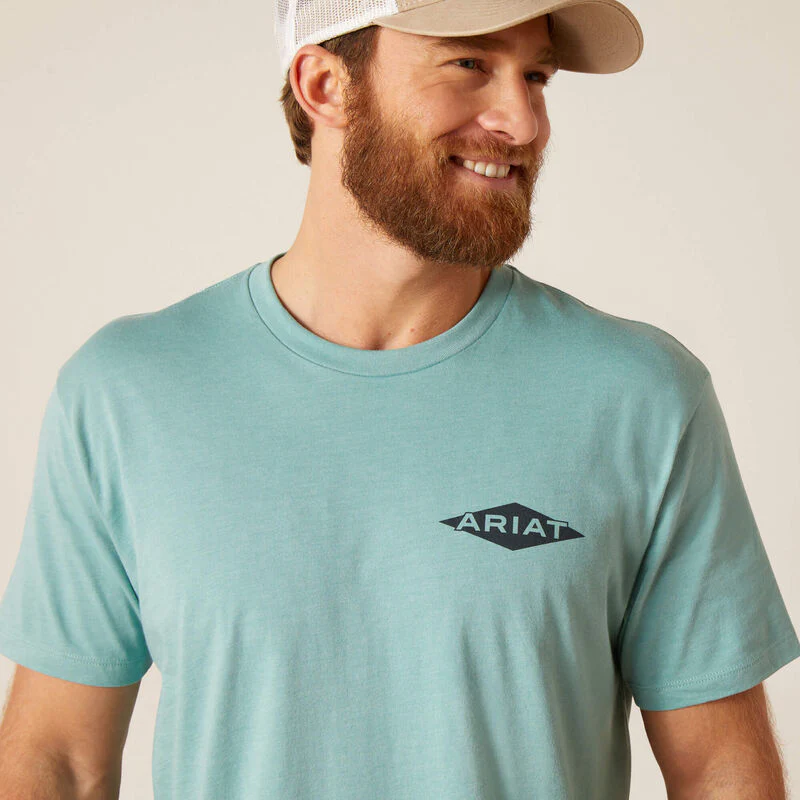 Ariat Men's Work Diamond T-Shirt - Oil Blue Heather - Image 4