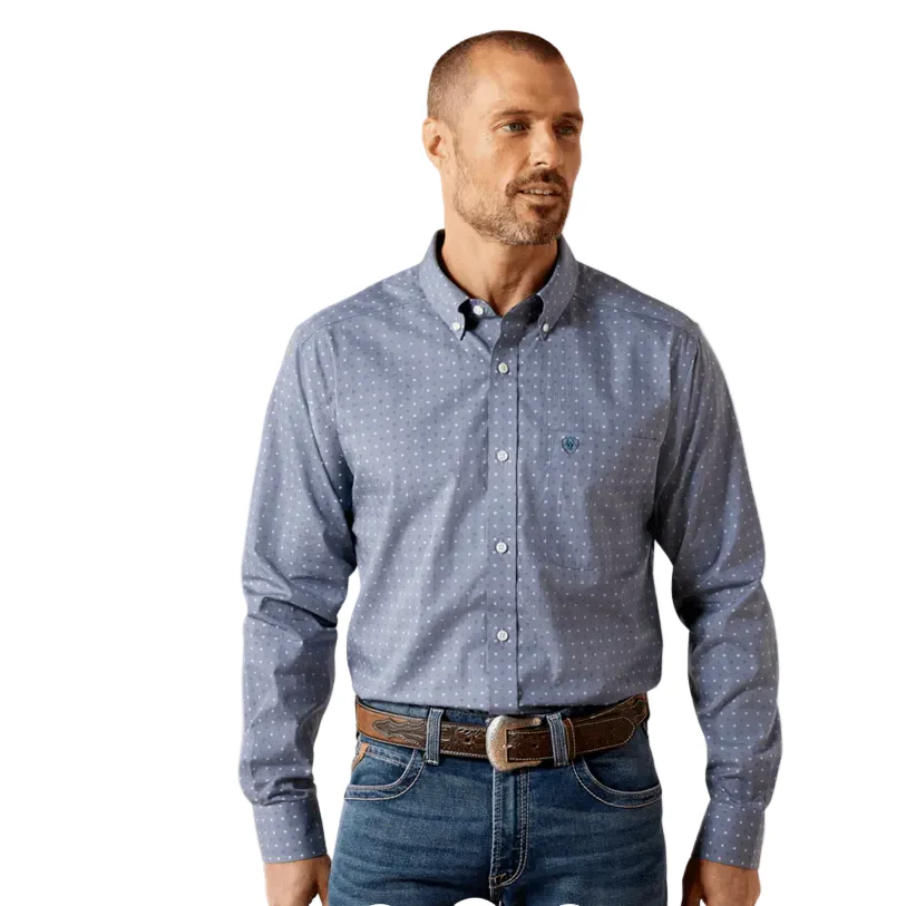 Ariat Men's Wrinkle Free Blaine Fitted Shirt - Grey