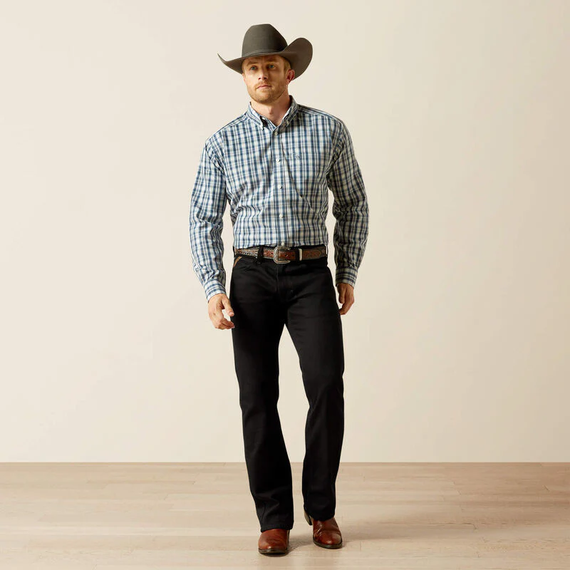 Ariat Men's Wrinkle Free Dargan Classic Fit Long Sleeve Shirt - Navy - Image 4