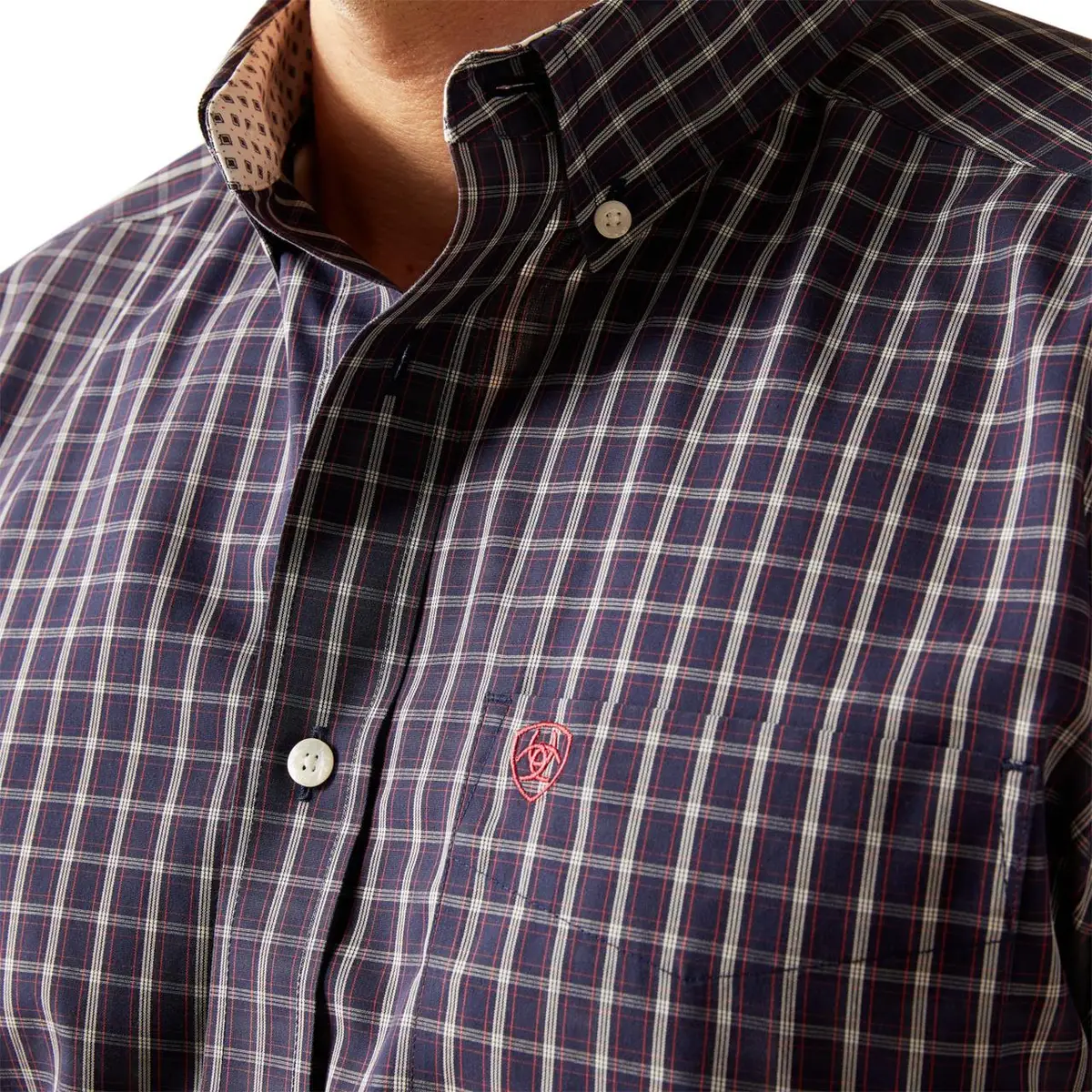 Ariat Men's Wrinkle Free Dwayne Long Sleeve Classic Fit Shirt - Navy - Image 3