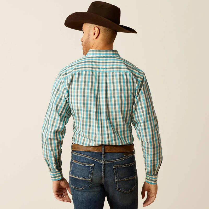Ariat Men's Wrinkle Free Gordie Fitted Long Sleeve Shirt - Teal - Image 2