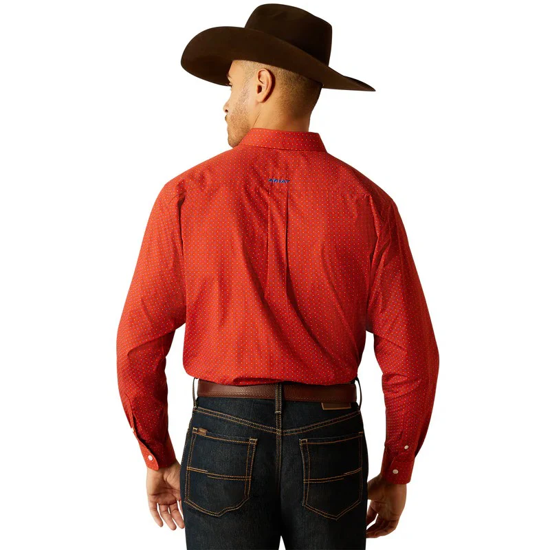 Ariat Men's Wrinkle Free Lucian Classic Fit Long Sleeve Shirt - Orange - Image 3