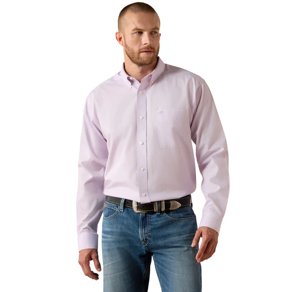 Ariat Men's WF Solid Pinpoint Oxford Classic Fit Long Sleeve Shirt - Rhapsody