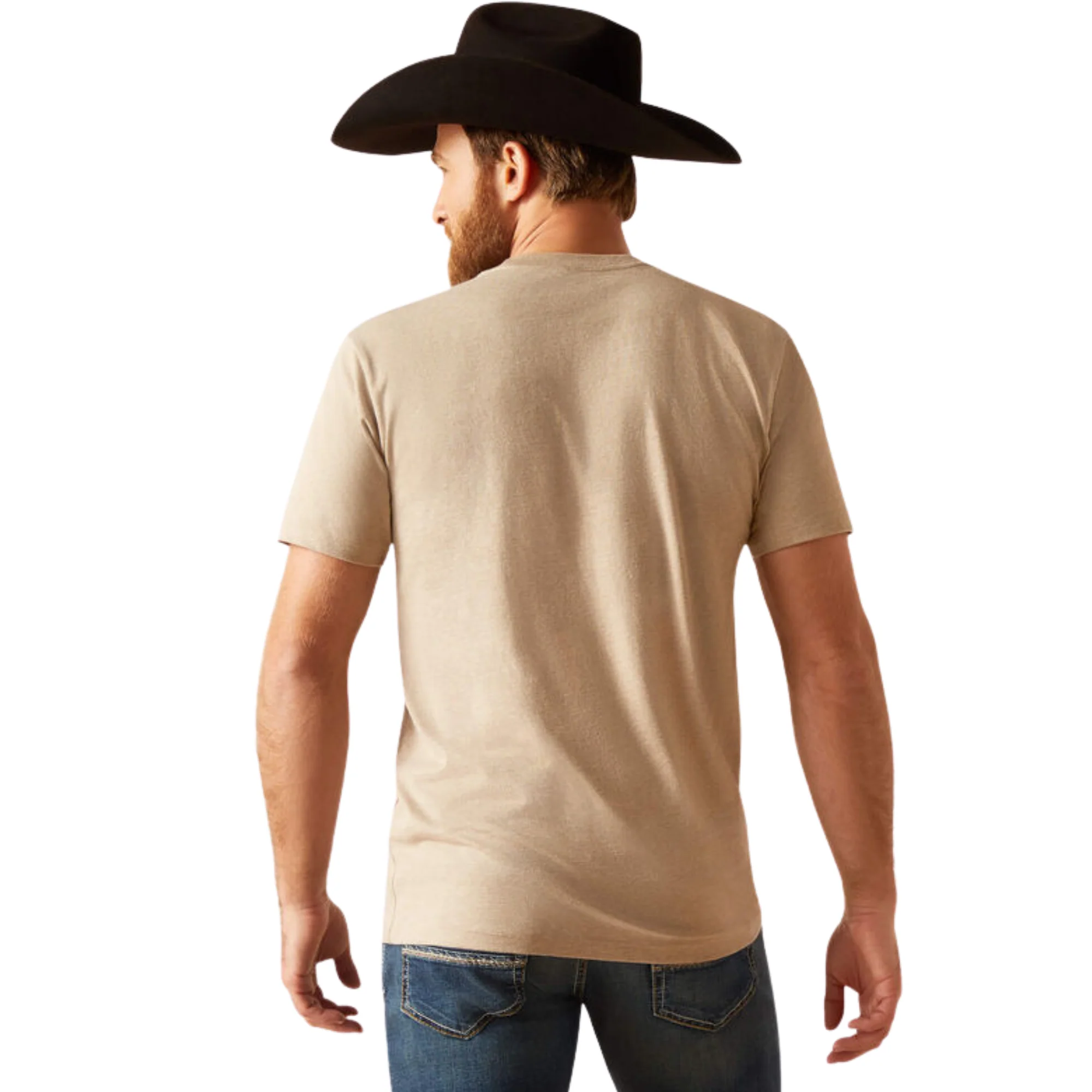 Ariat Unisex Sendero King Cow T-Shirt - Oatmeal Heather - Image 3
