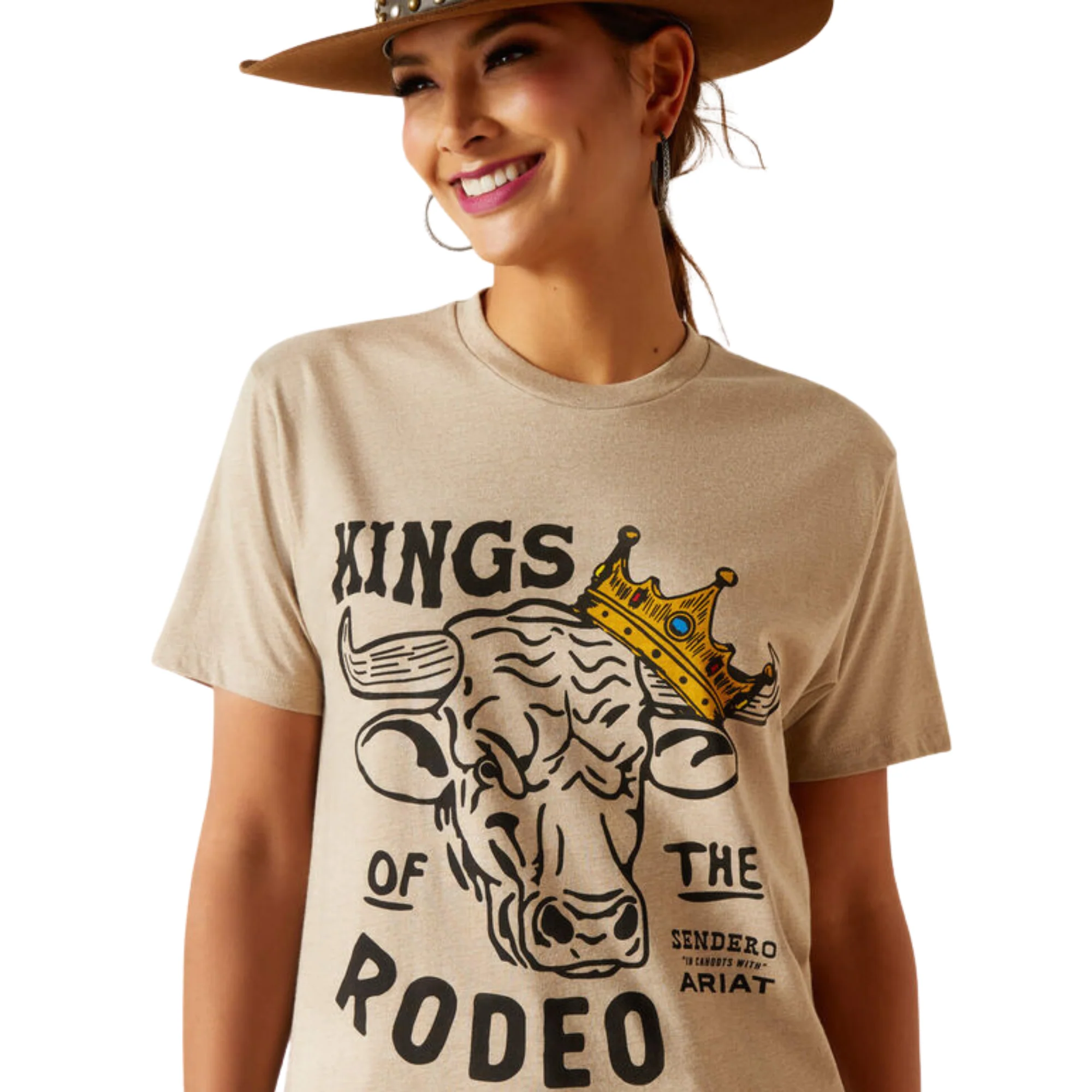 Ariat Unisex Sendero King Cow T-Shirt - Oatmeal Heather - Image 4