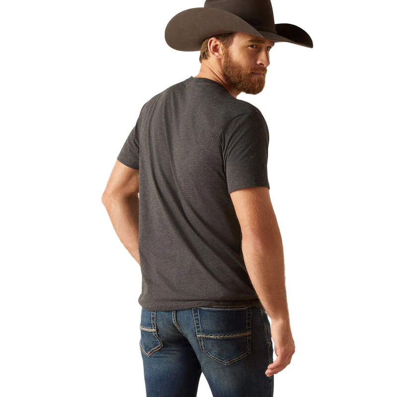 Ariat Unisex Sendero King Cow T-Shirt - Charcoal Heather - Image 3