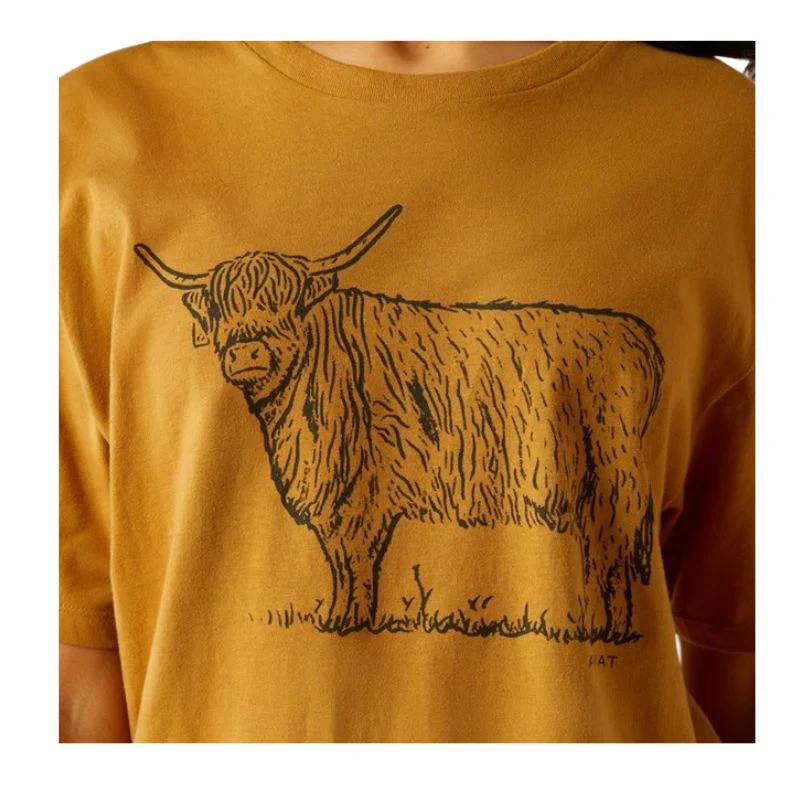 Ariat Women's Highlander Short Sleeve Tee Shirt- Harvest Gold - Image 2