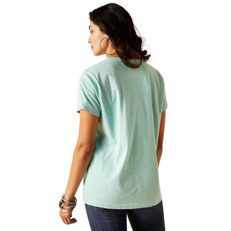 Ariat Women's Cowboy Short Sleeve T-Shirt - Aqua Heather - Image 2