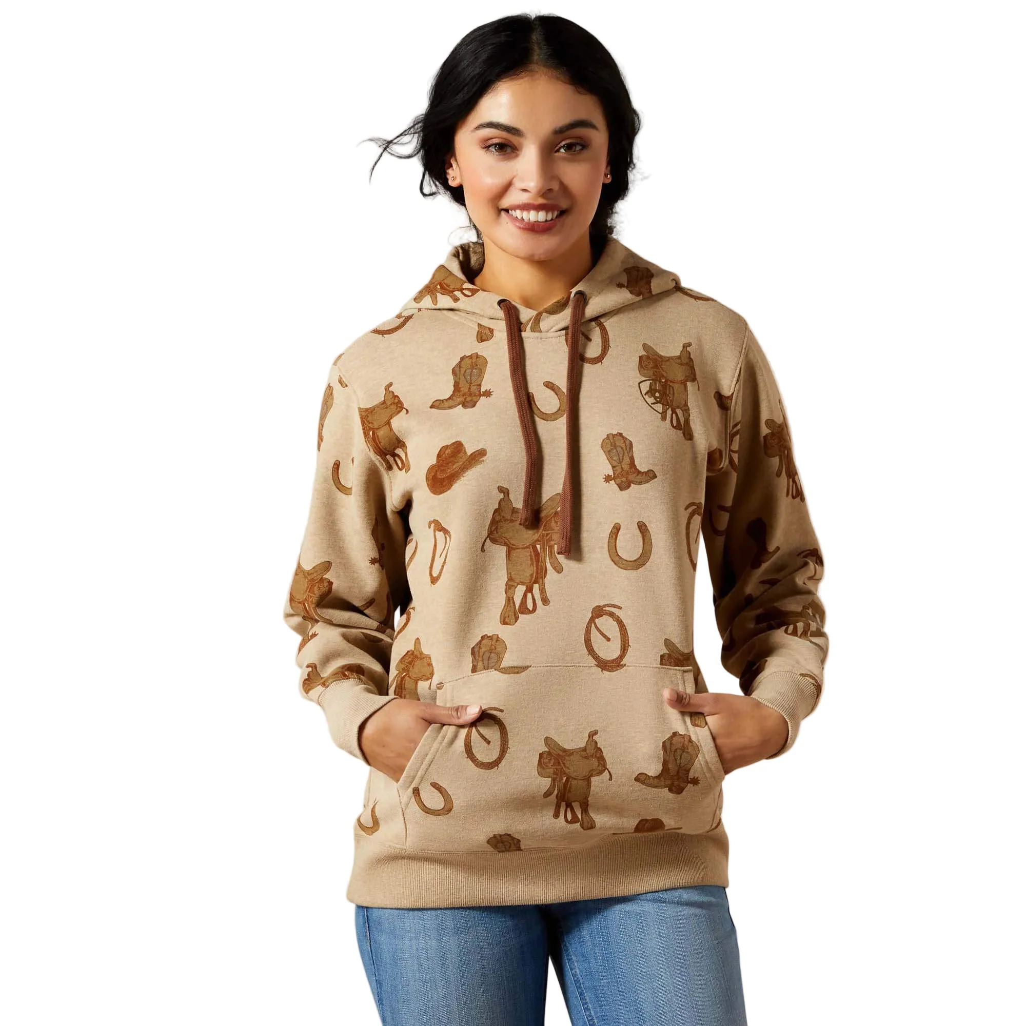 Ariat Women's Ariat Logo 2.0 Printed Hoodie - Savannah Tan Heath