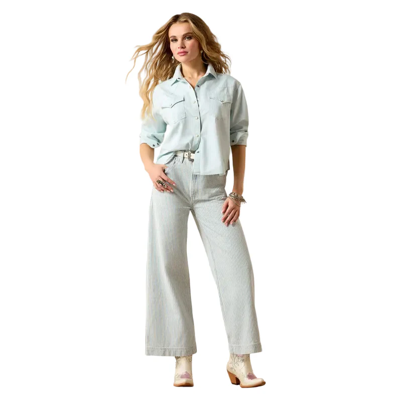 Ariat Women's Asheville Snap Long Sleeve Shirt - Light Wash Indigo