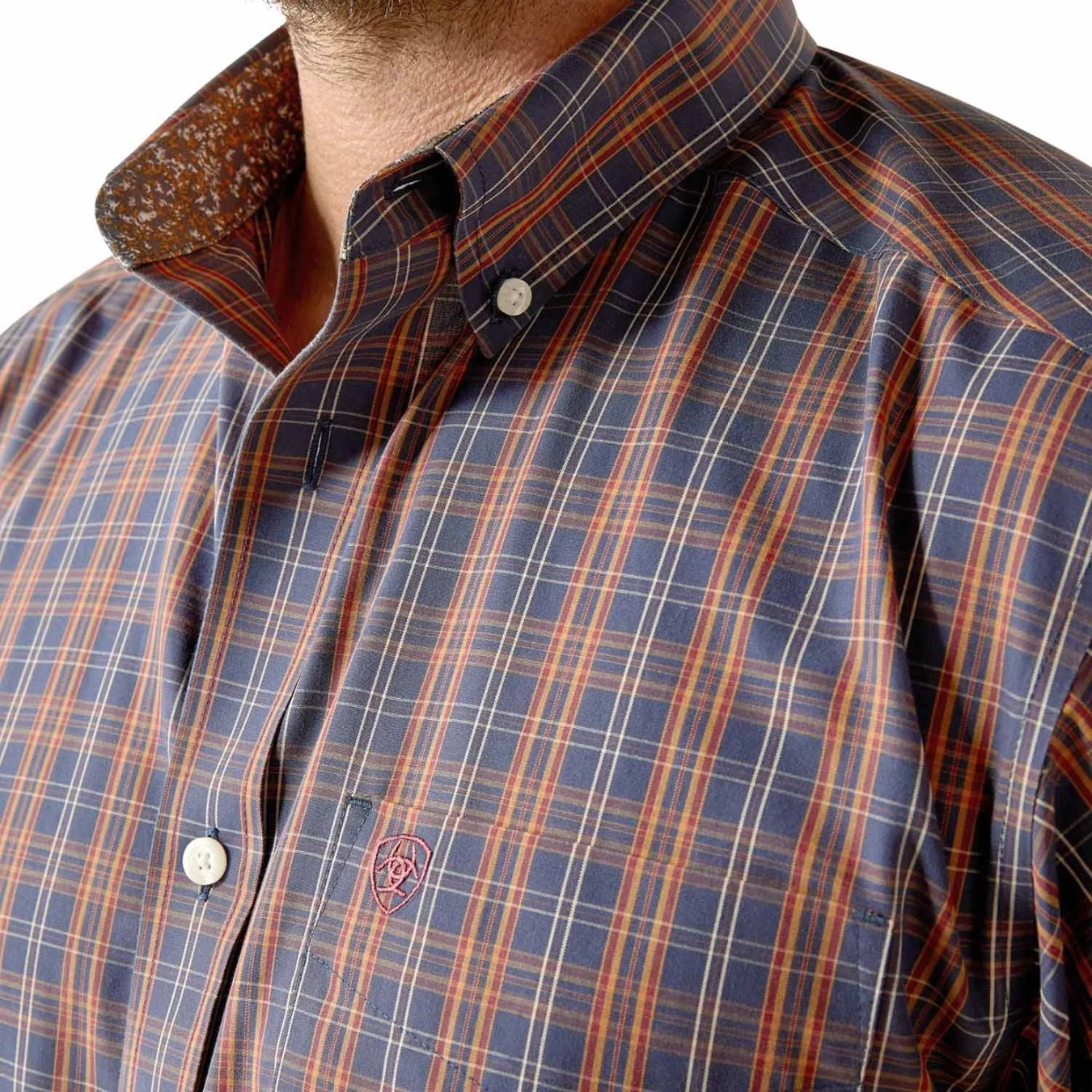 Ariat Men's Iker Wrinkle Free Long Sleeve Shirt- Navy - Image 3