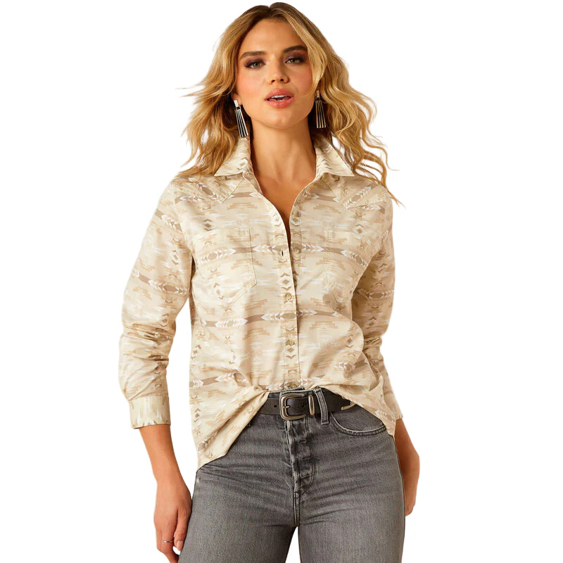 Ariat Women's Billie Jean Shirt - Sandstone Southwest Print