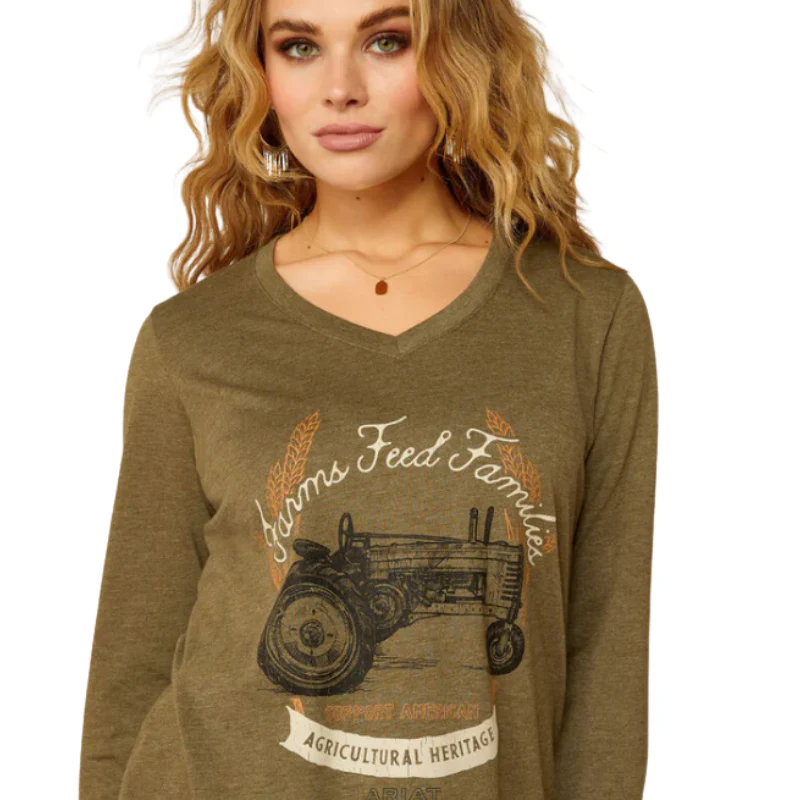 Ariat Women's AG Heritage Long Sleeve T Shirt - Military Heather