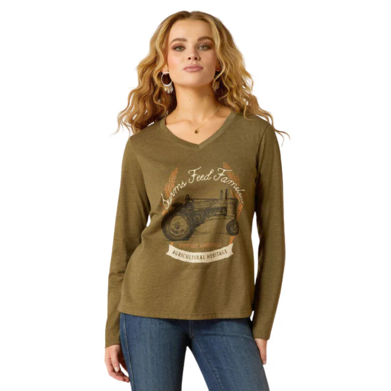 Ariat Women's AG Heritage Long Sleeve T Shirt - Military Heather - Image 2