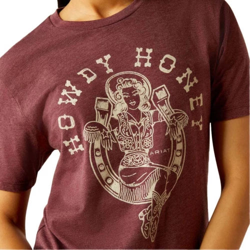 Ariat Women's Rodeo Sweetie Short Sleeve Tee Shirt- Maroon Heather - Image 2
