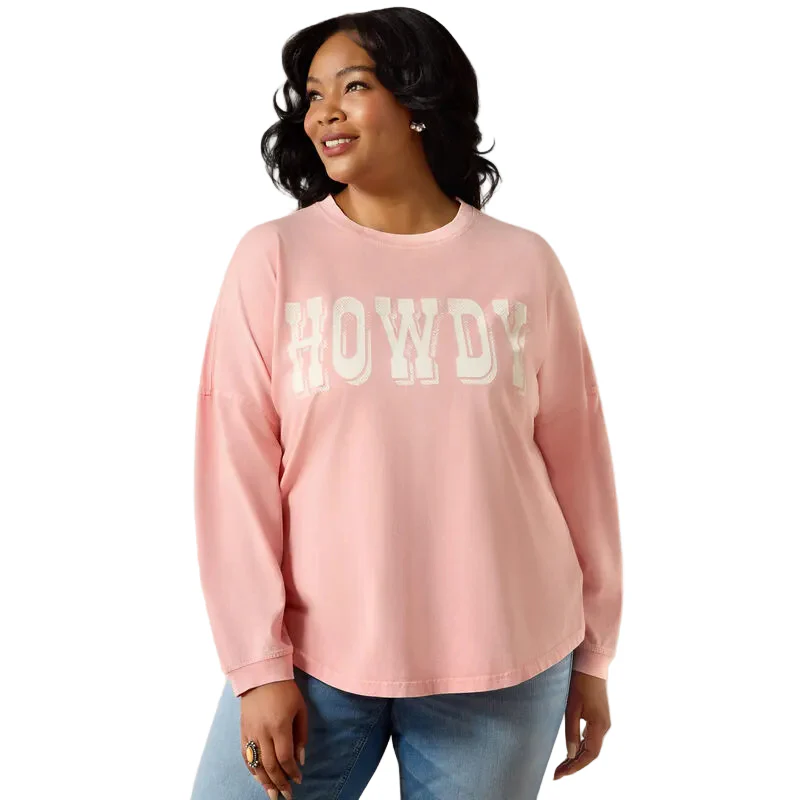Ariat Women's Canvas Oversized Long Sleeve Tee Shirt - Peach Amber