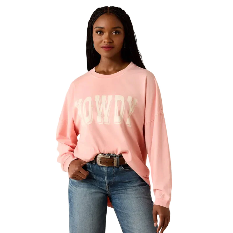 Ariat Women's Canvas Oversized Long Sleeve Tee Shirt - Peach Amber - Image 2