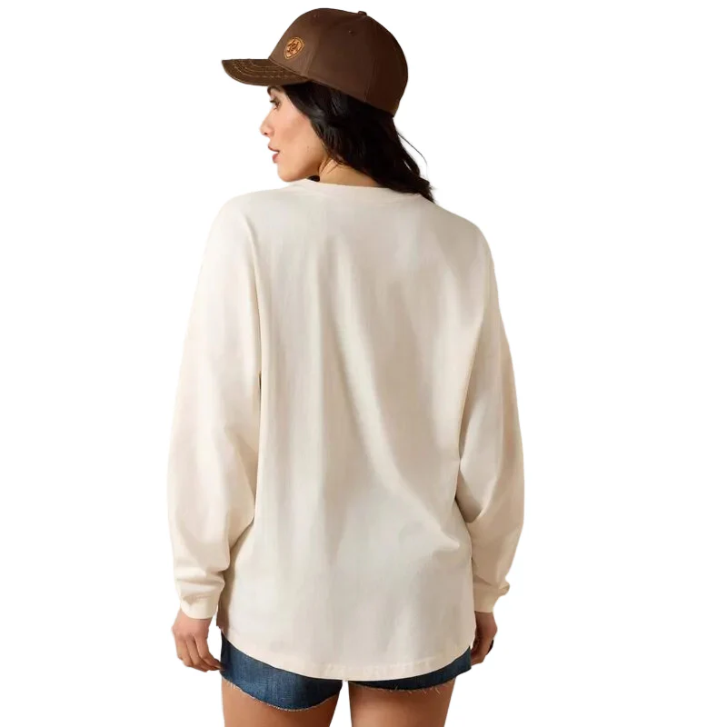 Ariat Women's Canvas Oversized Long Sleeve Tee Shirt - Sea Salt - Image 2