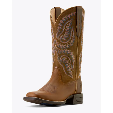 Ariat Women's Cattle Caite Stretchfit Western Boot- Distressed Brown