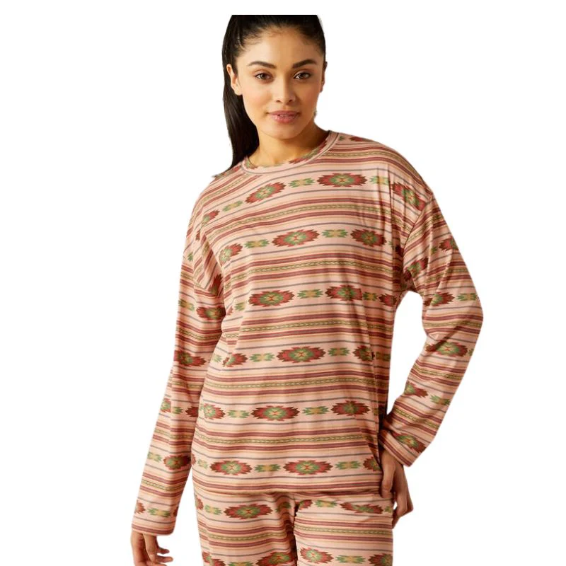 Ariat Women's  Long Sleeve Dreams Pajama Set- Milagro Stripe Print - Image 3