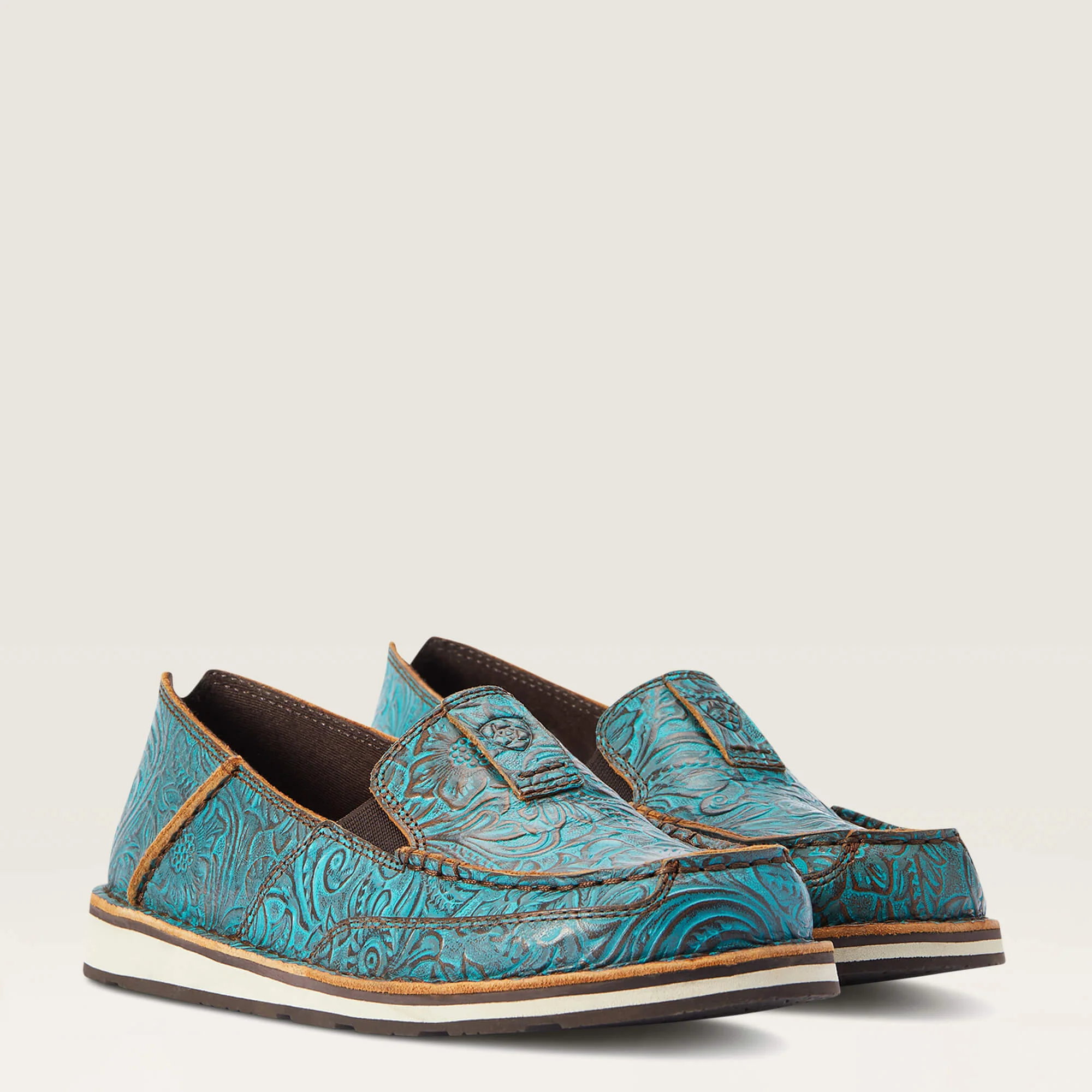 Ariat Women's Cruiser Shoes - Brushed Turquoise Floral Embossed - Image 7