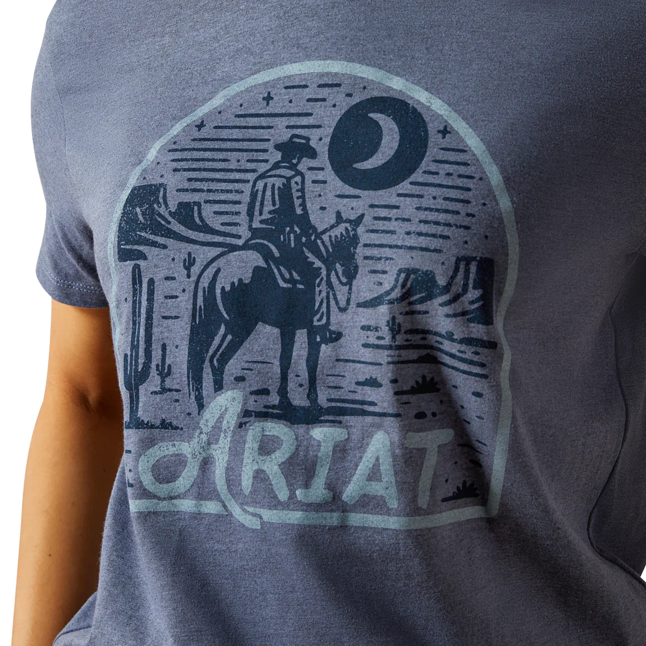 Ariat Women's Desert Night Short Sleeve Tee Shirt - Chambray Blue - Image 3