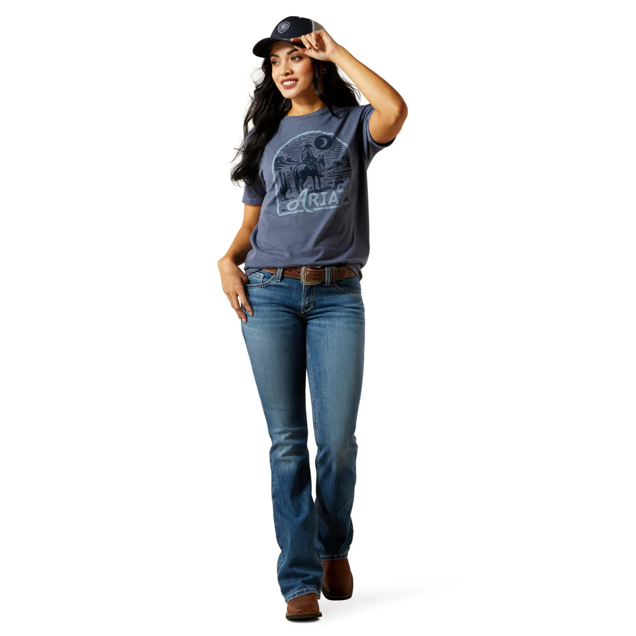 Ariat Women's Desert Night Short Sleeve Tee Shirt - Chambray Blue - Image 4