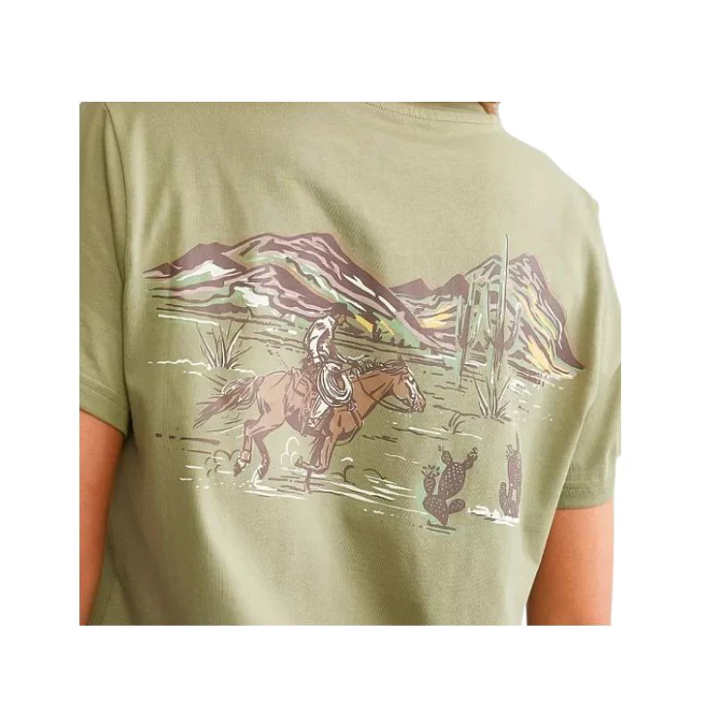 Ariat Women's Desert Scene Short Sleeve T-Shirt - Oil Green - Image 2