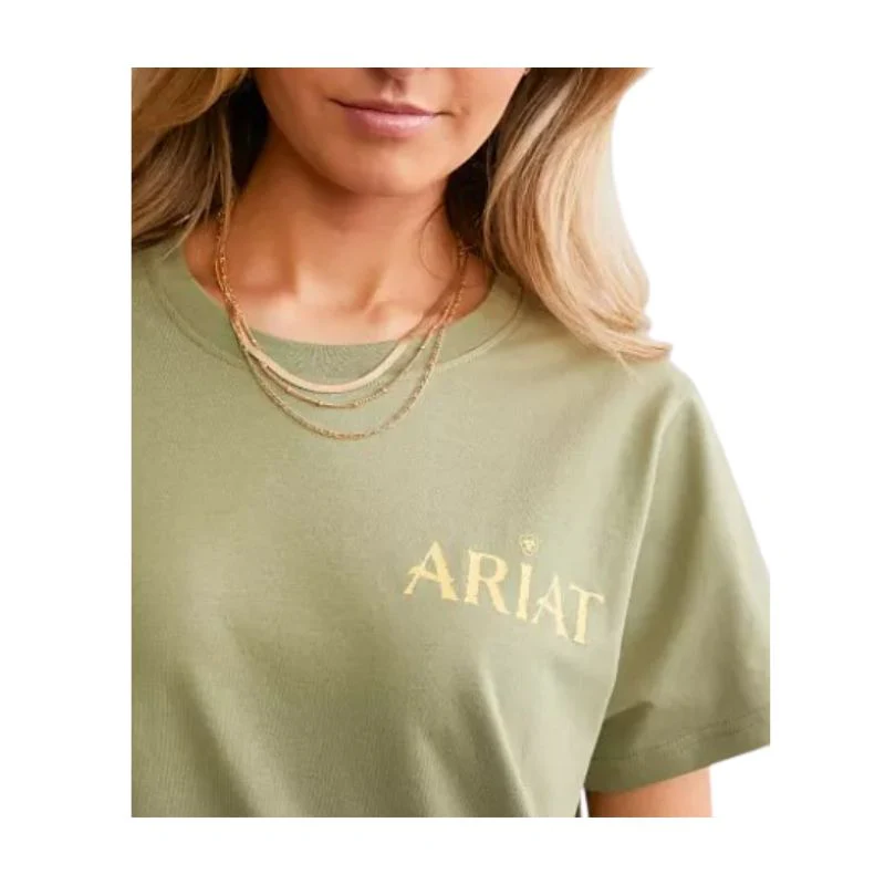 Ariat Women's Desert Scene Short Sleeve T-Shirt - Oil Green - Image 4