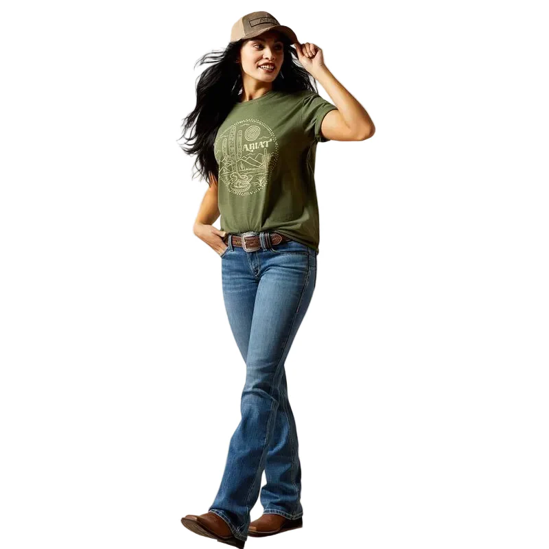 Ariat Women's Desert Snake Short Sleeve Tee Shirt - Olive