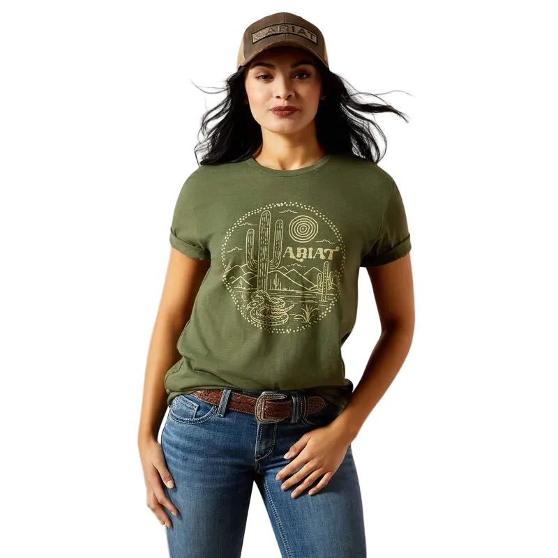 Ariat Women's Desert Snake Short Sleeve Tee Shirt - Olive - Image 3
