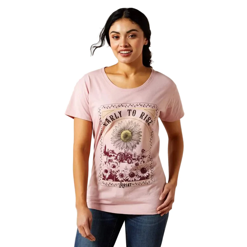 Ariat Women's Early to Rise Short Sleeve Tee Shirt - Dusty Pink