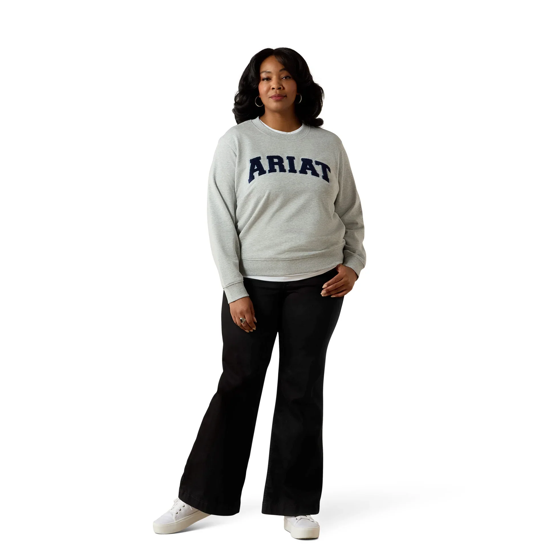 Ariat Women's Essential Crew Sweatshirt - Light Heather Grey - Image 2