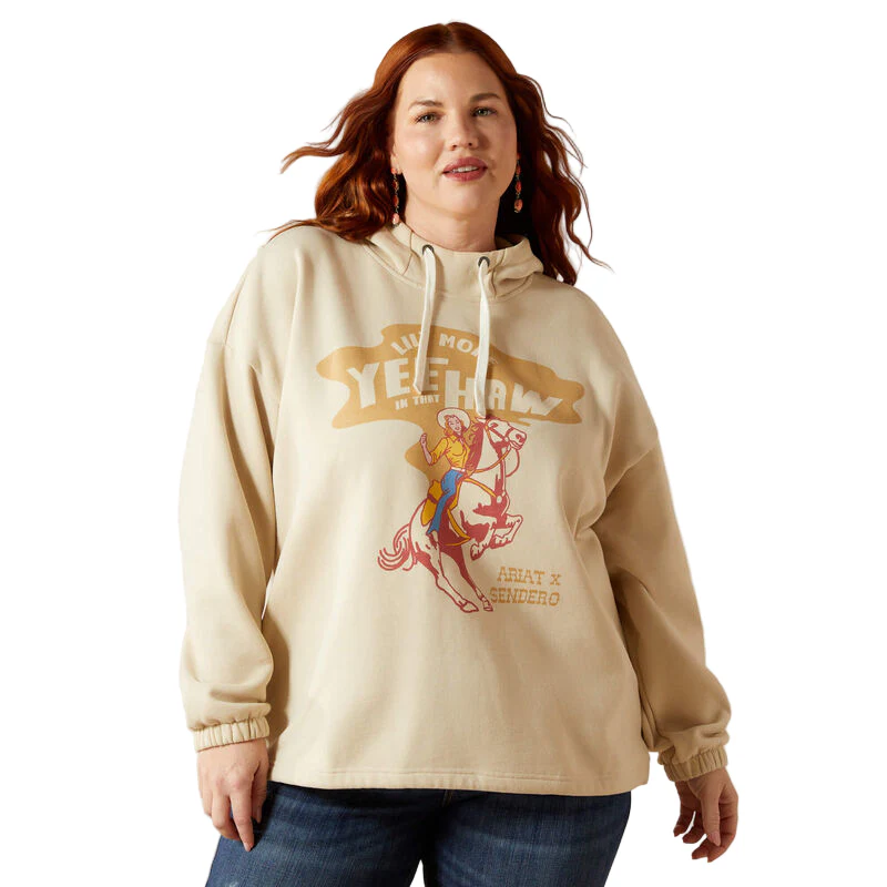 Ariat Women's Essential Sendero Yeehaw Hoodie - Oyster Grey - Image 3
