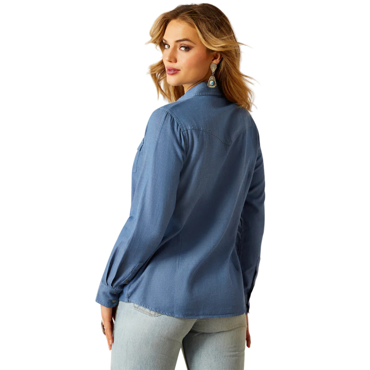 Ariat Women's Everyday Western Long Sleeve Shirt - Light Chambray - Image 2