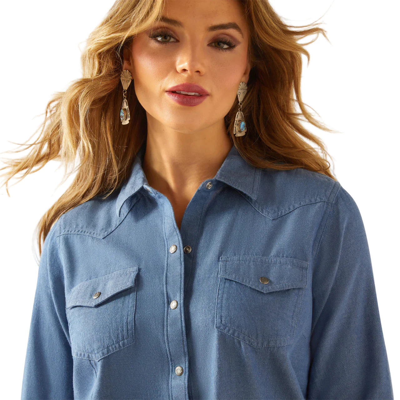 Ariat Women's Everyday Western Long Sleeve Shirt - Light Chambray - Image 3