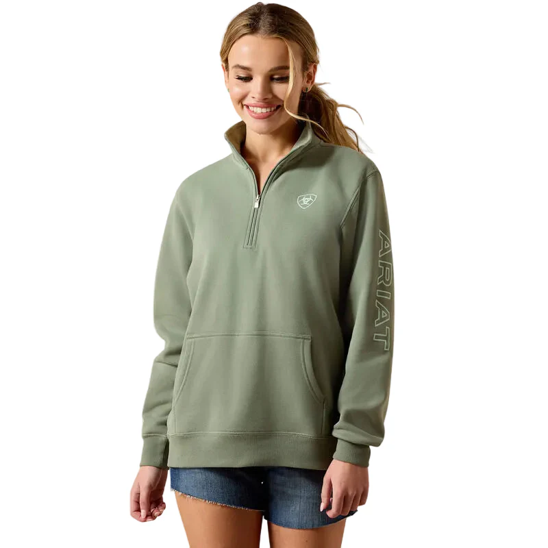Ariat Women's Foundation Logo 1/2 Zip Long Sleeve Sweatshirt - Sea Spray