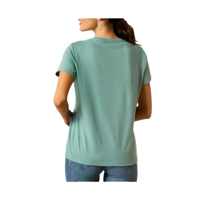 Ariat Women's Garden Boot T-Shirt - Ocean Blue Heather - Image 3